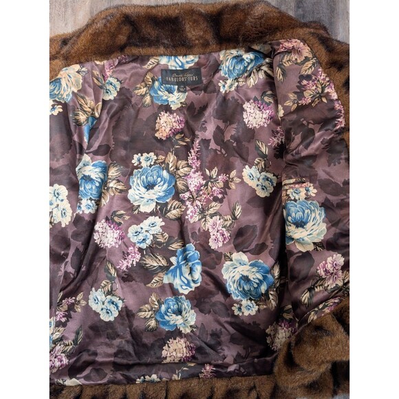 Donna Salyers Fabulous Furs 2X Faux Fur Coat Brown Shag Wolf Style Plush - Picture 2 of 5